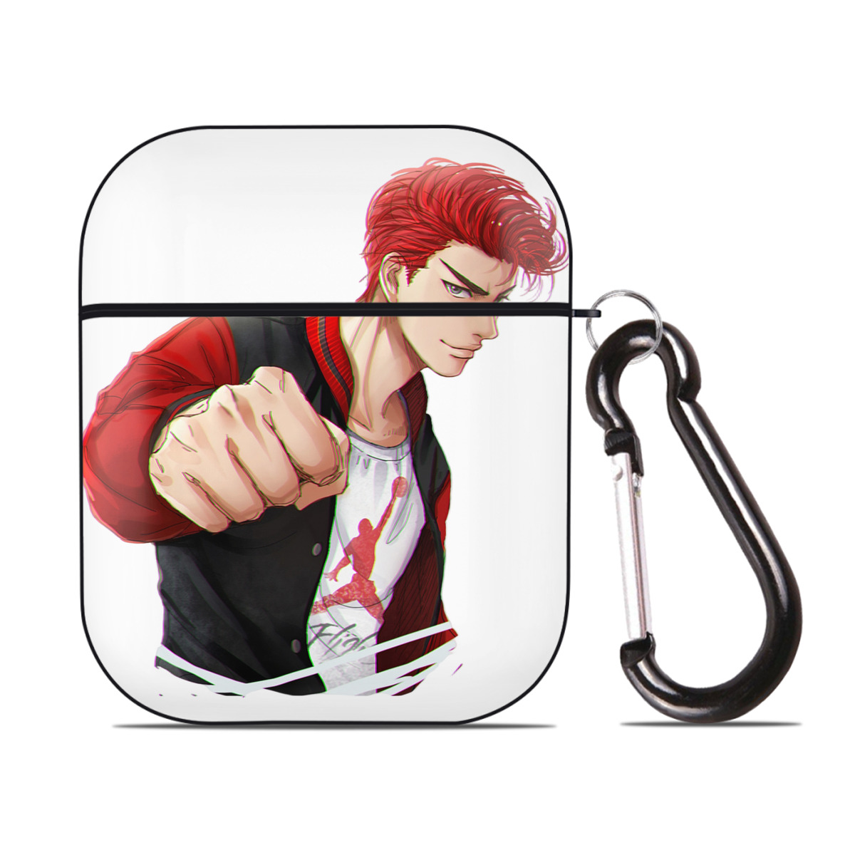 （画像用） SLAM DUNK／スラムダンク AirPods 第2世代保護ケース ハードシェル ブラック 耐衝撃・防指紋・カラビナ付き