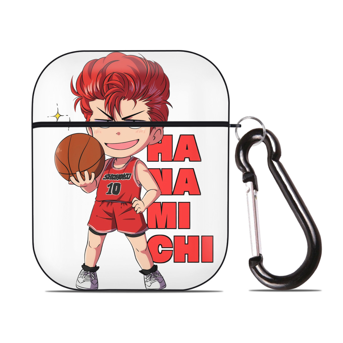 （画像用） SLAM DUNK／スラムダンク AirPods 第2世代保護ケース ハードシェル ブラック 耐衝撃・防指紋・カラビナ付き