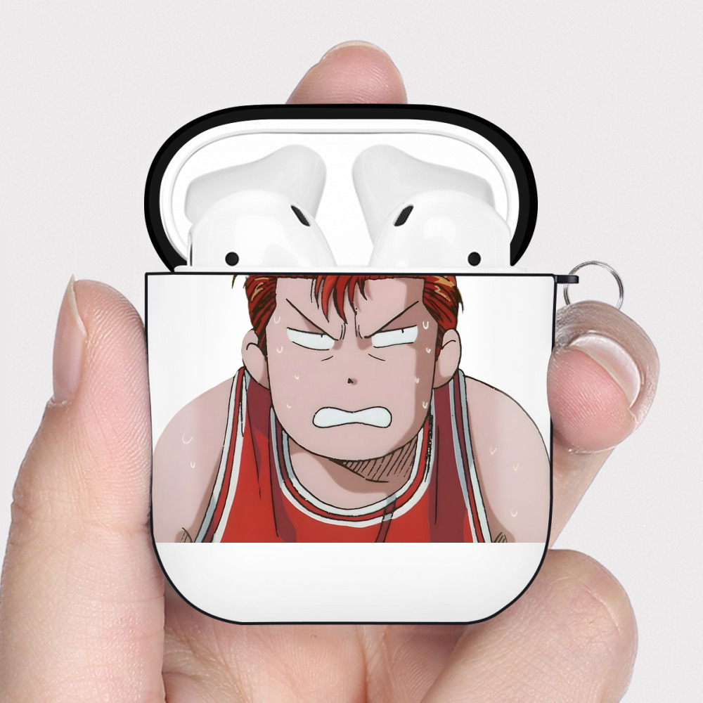 （画像用） SLAM DUNK／スラムダンク AirPods 第2世代保護ケース ハードシェル ブラック 耐衝撃・防指紋・カラビナ付き