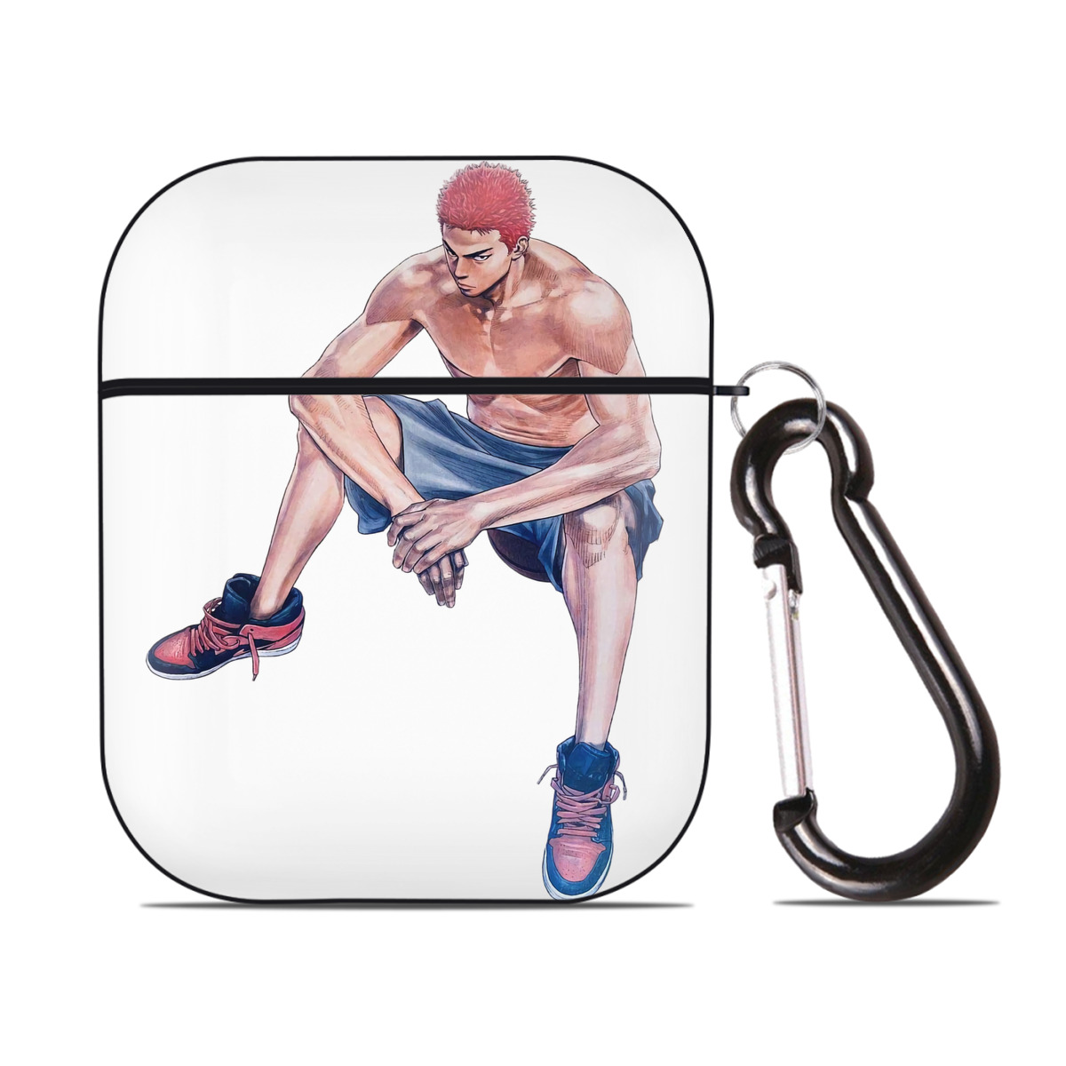 （画像用） SLAM DUNK／スラムダンク AirPods 第2世代保護ケース ハードシェル ブラック 耐衝撃・防指紋・カラビナ付き