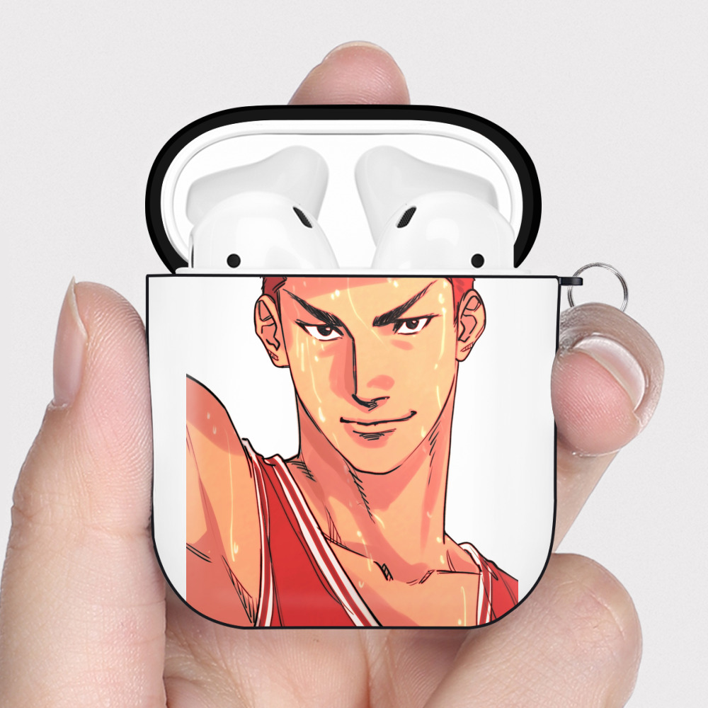 （画像用） SLAM DUNK／スラムダンク AirPods 第2世代保護ケース ハードシェル ブラック 耐衝撃・防指紋・カラビナ付き