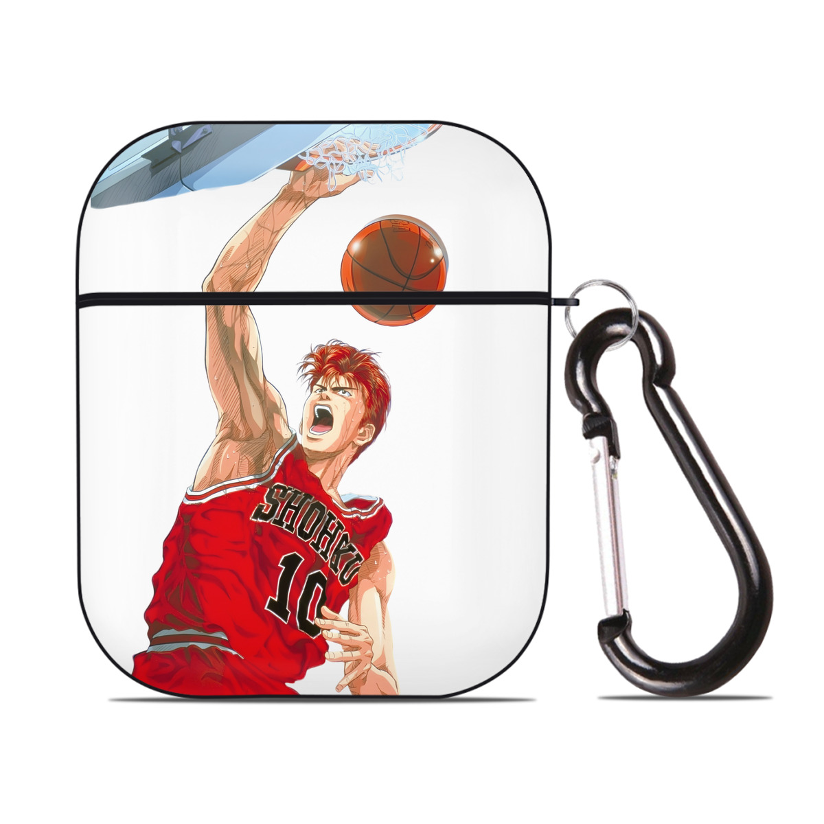 （画像用） SLAM DUNK／スラムダンク AirPods 第2世代保護ケース ハードシェル ブラック 耐衝撃・防指紋・カラビナ付き