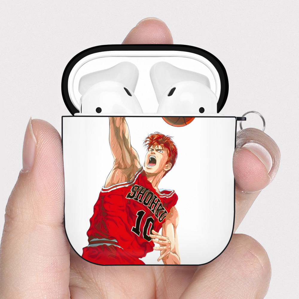 （画像用） SLAM DUNK／スラムダンク AirPods 第2世代保護ケース ハードシェル ブラック 耐衝撃・防指紋・カラビナ付き