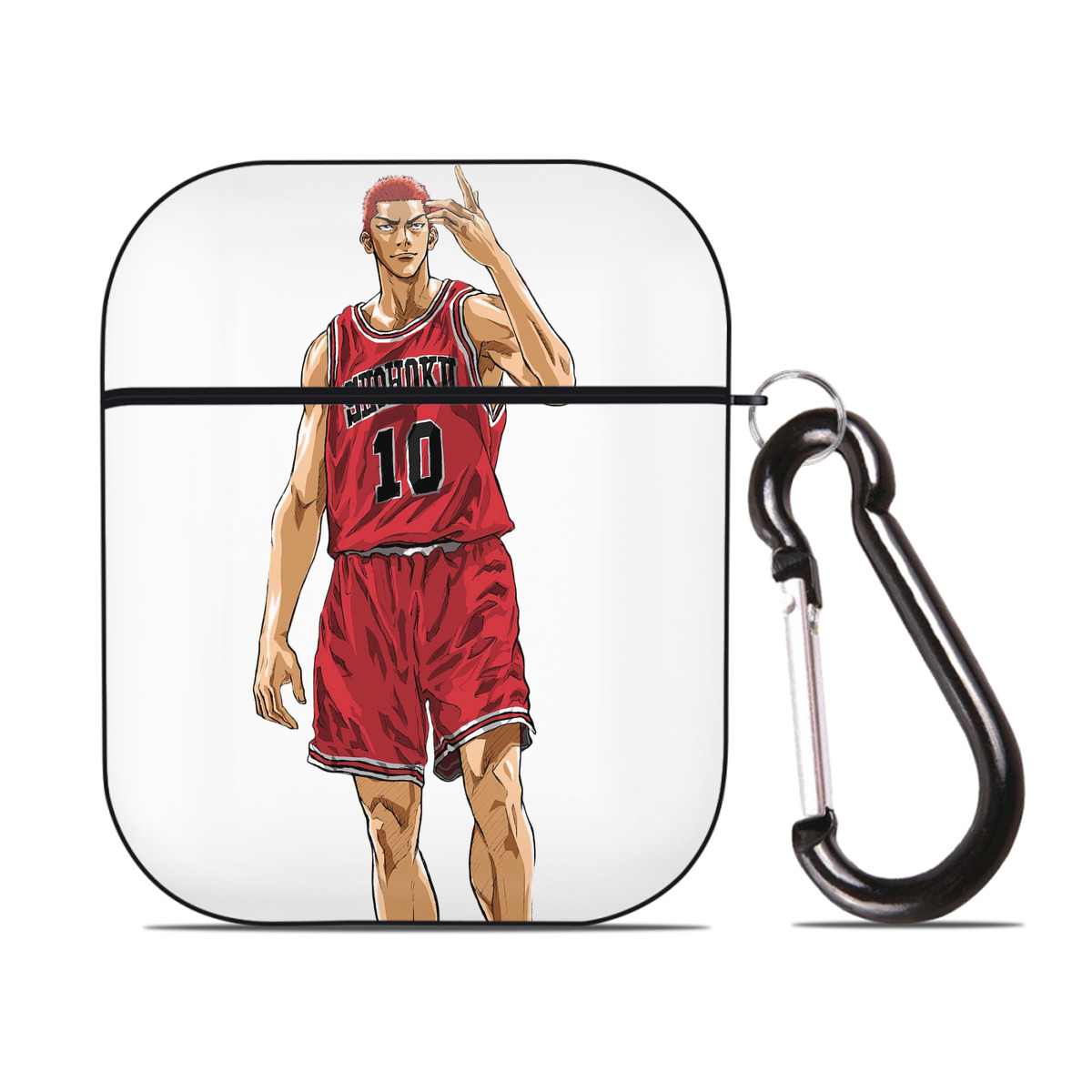（画像用） SLAM DUNK／スラムダンク AirPods 第2世代保護ケース ハードシェル ブラック 耐衝撃・防指紋・カラビナ付き