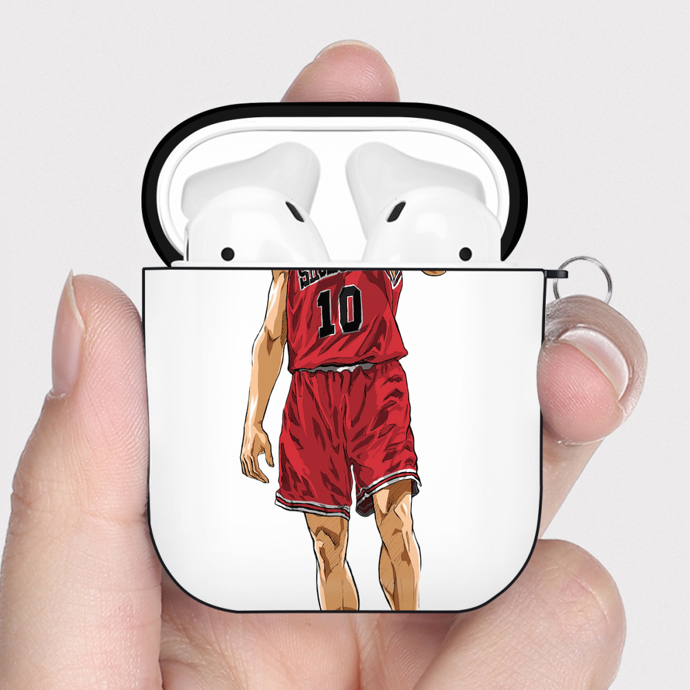 （画像用） SLAM DUNK／スラムダンク AirPods 第2世代保護ケース ハードシェル ブラック 耐衝撃・防指紋・カラビナ付き