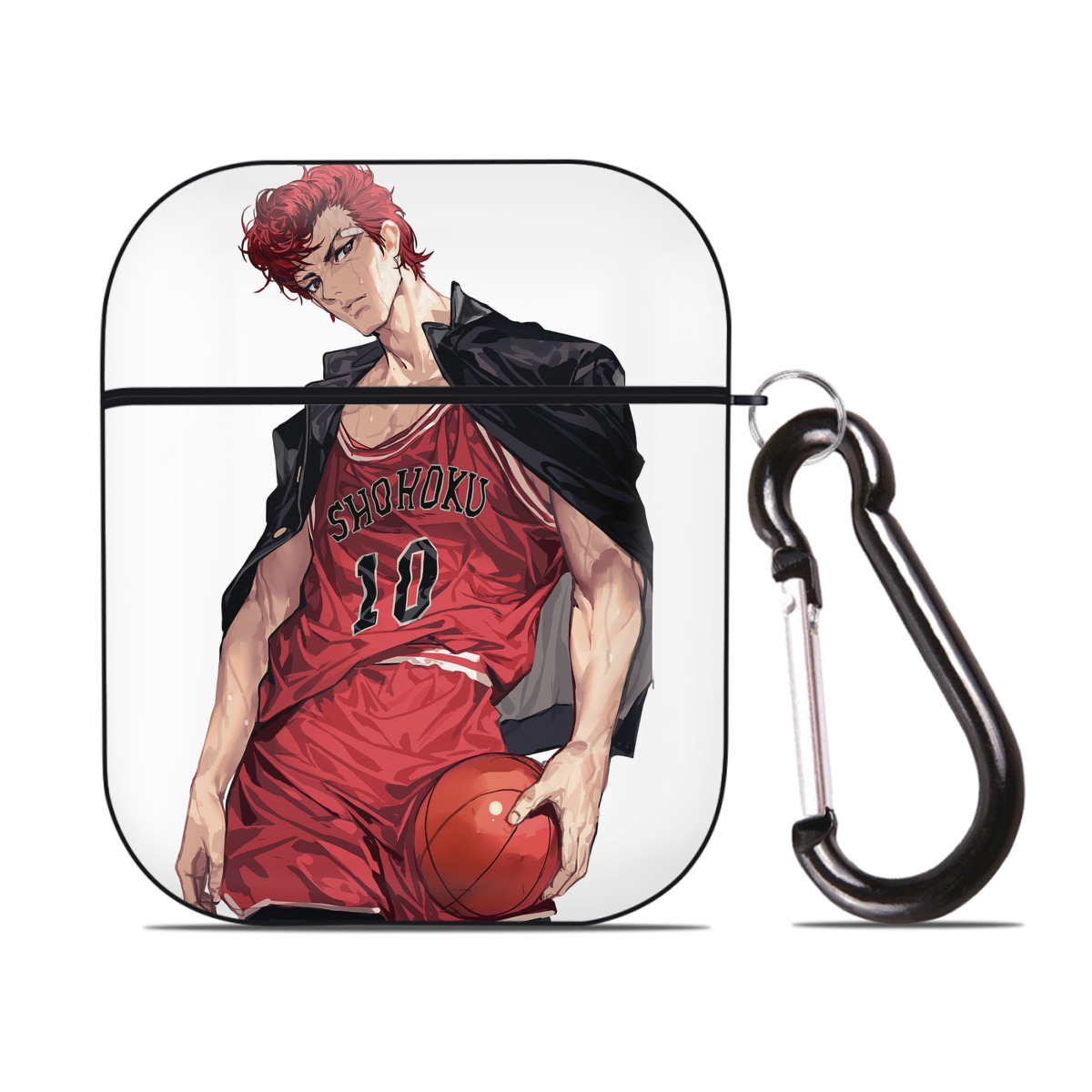 （画像用） SLAM DUNK／スラムダンク AirPods 第2世代保護ケース ハードシェル ブラック 耐衝撃・防指紋・カラビナ付き