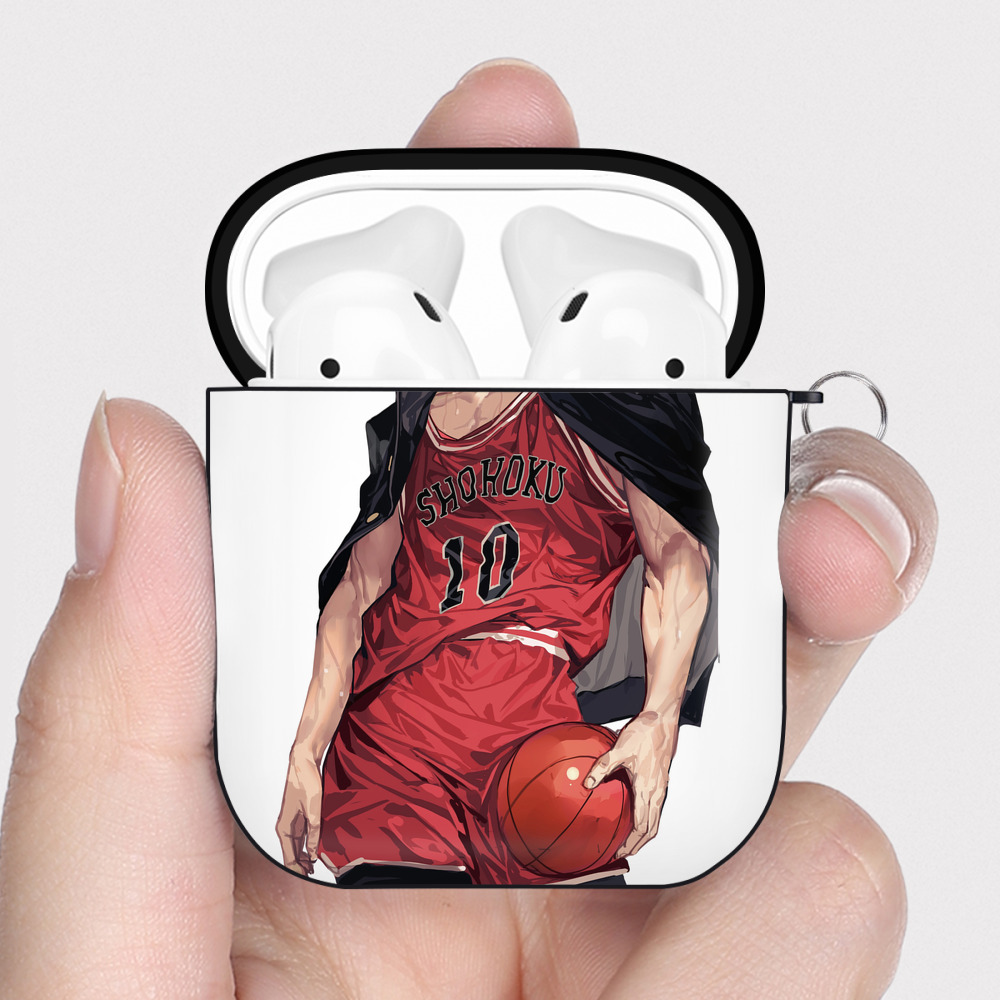 （画像用） SLAM DUNK／スラムダンク AirPods 第2世代保護ケース ハードシェル ブラック 耐衝撃・防指紋・カラビナ付き