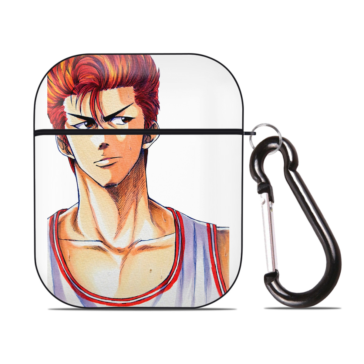 （画像用） SLAM DUNK／スラムダンク AirPods 第2世代保護ケース ハードシェル ブラック 耐衝撃・防指紋・カラビナ付き