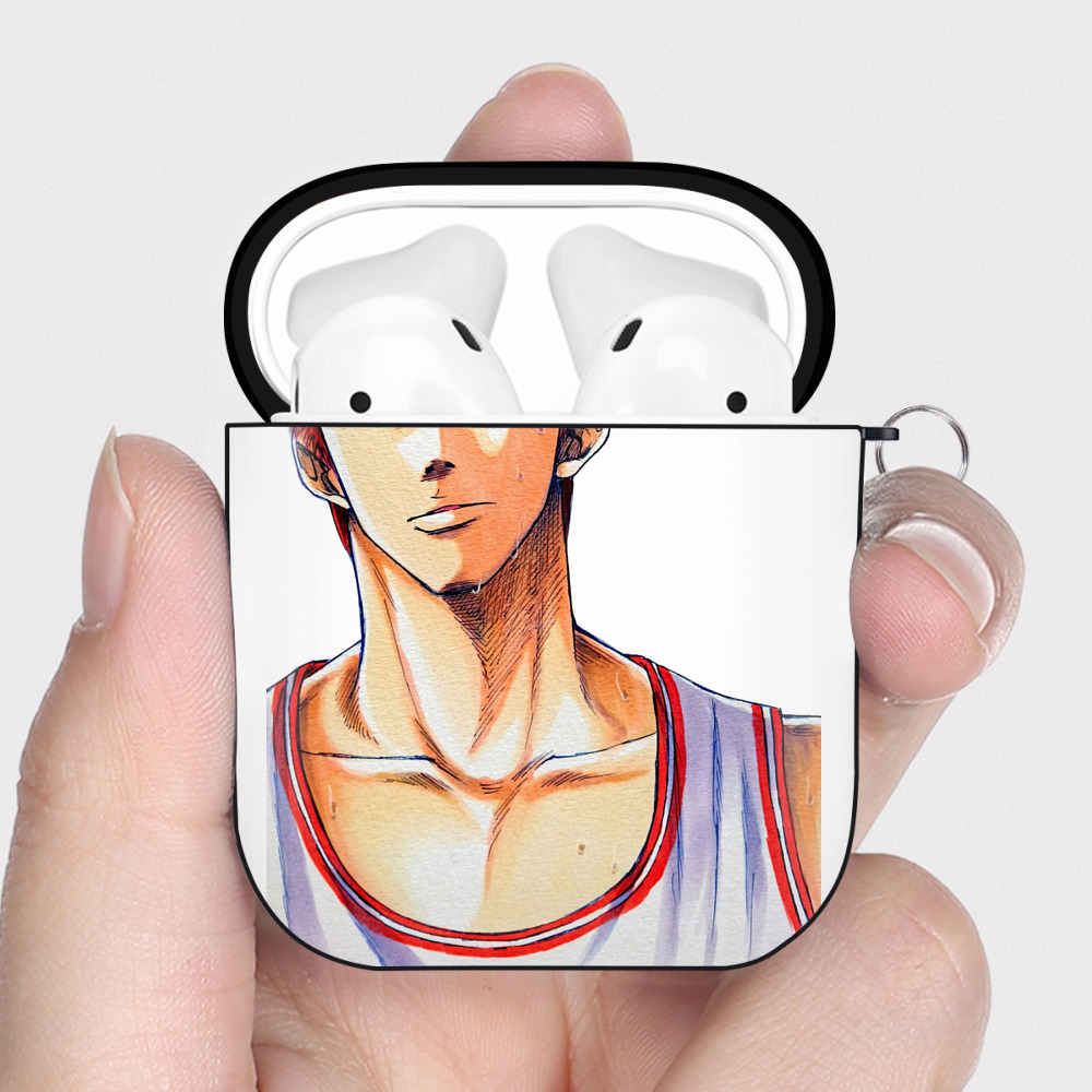 （画像用） SLAM DUNK／スラムダンク AirPods 第2世代保護ケース ハードシェル ブラック 耐衝撃・防指紋・カラビナ付き