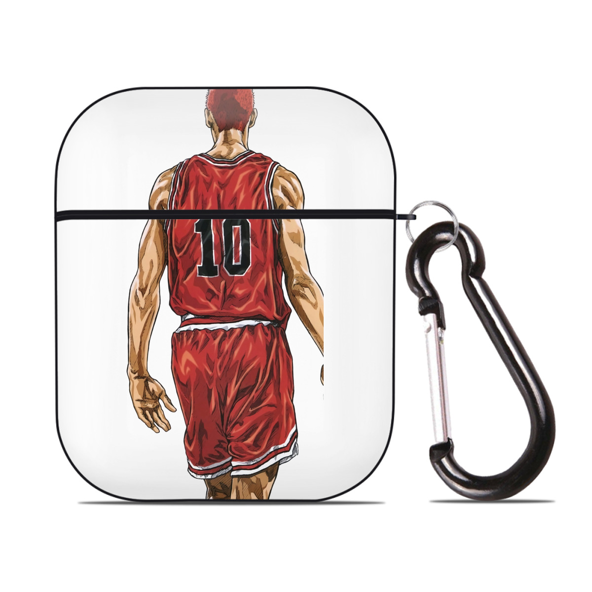 （画像用） SLAM DUNK／スラムダンク AirPods 第2世代保護ケース ハードシェル ブラック 耐衝撃・防指紋・カラビナ付き
