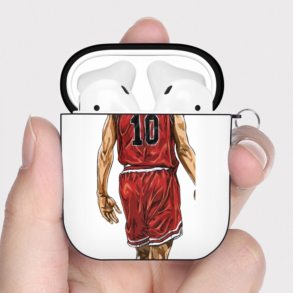 （画像用） SLAM DUNK／スラムダンク AirPods 第2世代保護ケース ハードシェル ブラック 耐衝撃・防指紋・カラビナ付き