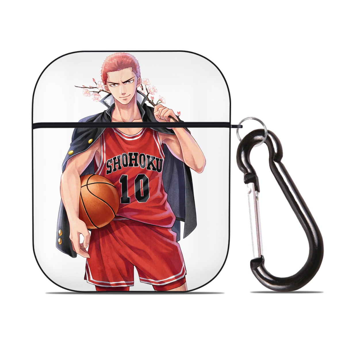 （画像用） SLAM DUNK／スラムダンク AirPods 第2世代保護ケース ハードシェル ブラック 耐衝撃・防指紋・カラビナ付き