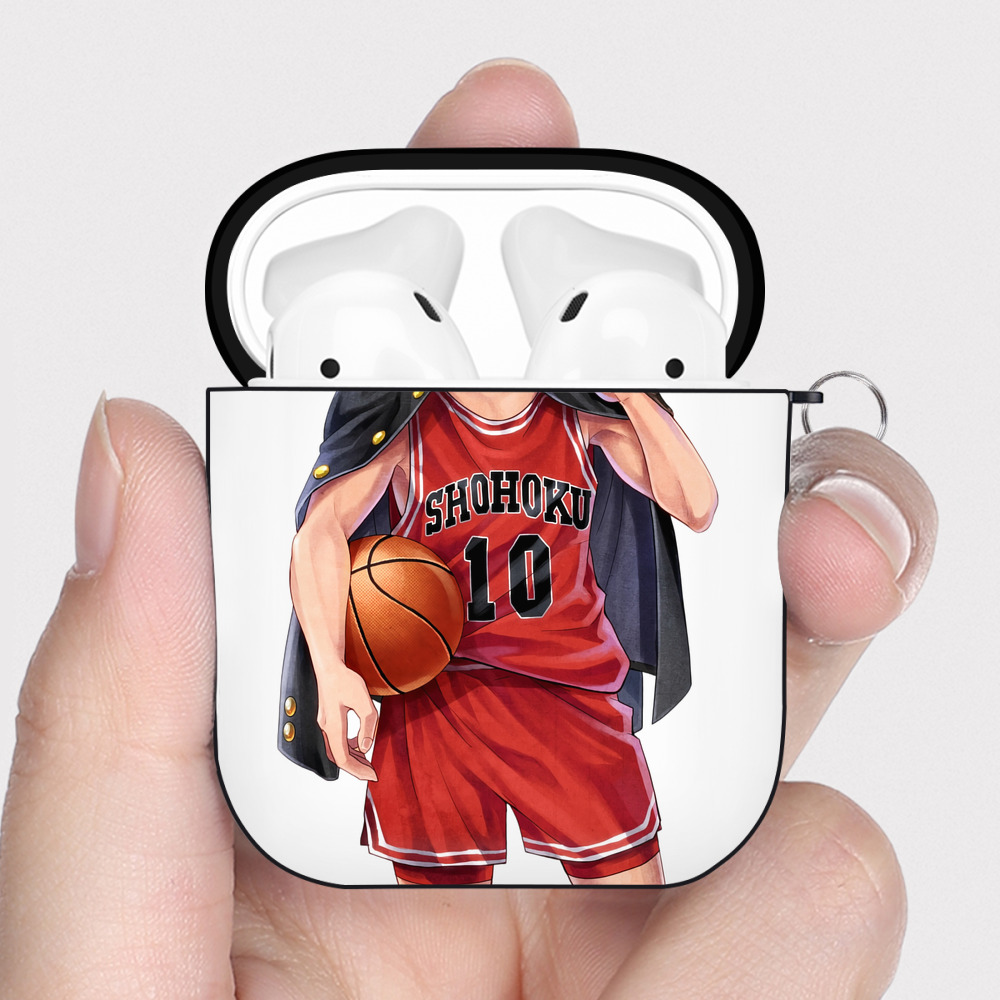 （画像用） SLAM DUNK／スラムダンク AirPods 第2世代保護ケース ハードシェル ブラック 耐衝撃・防指紋・カラビナ付き