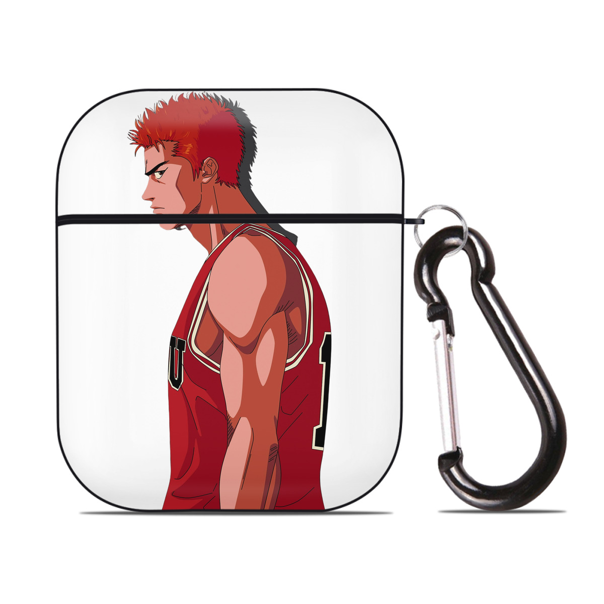 （画像用） SLAM DUNK／スラムダンク AirPods 第2世代保護ケース ハードシェル ブラック 耐衝撃・防指紋・カラビナ付き