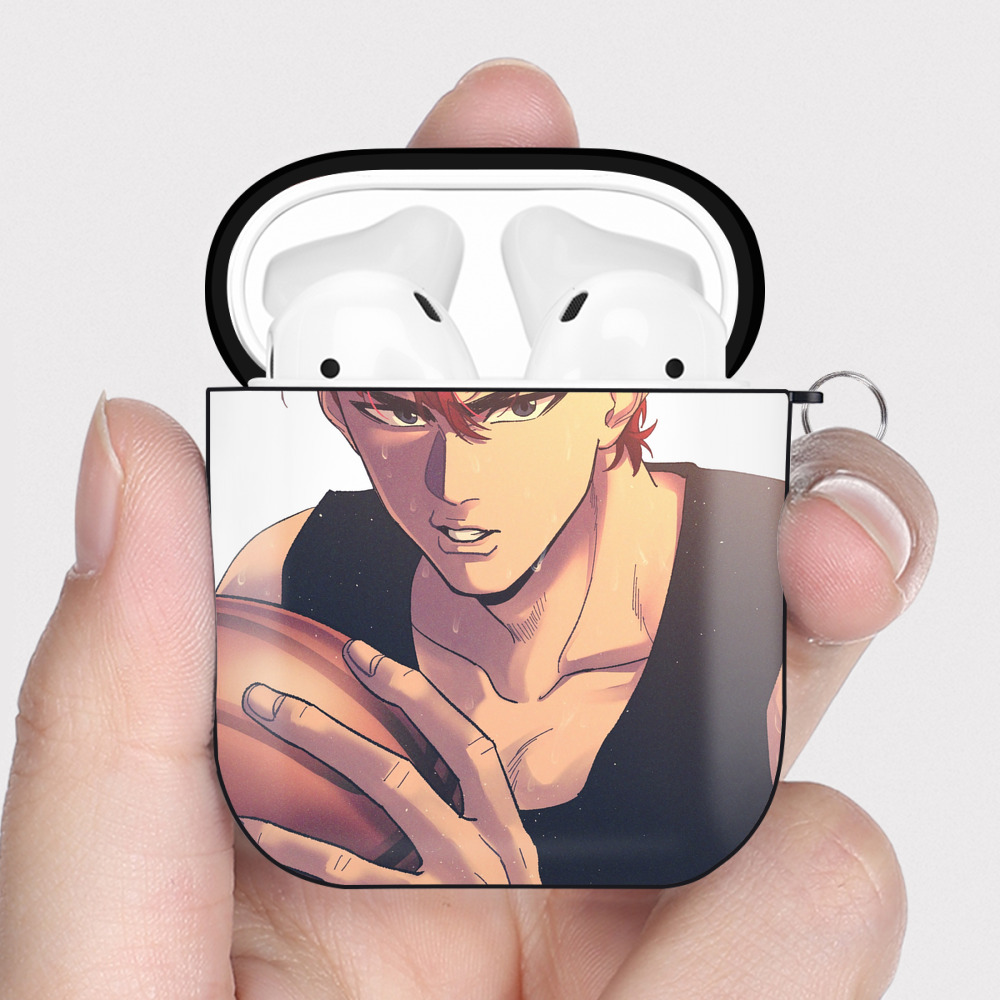 （画像用） SLAM DUNK／スラムダンク AirPods 第2世代保護ケース ハードシェル ブラック 耐衝撃・防指紋・カラビナ付き