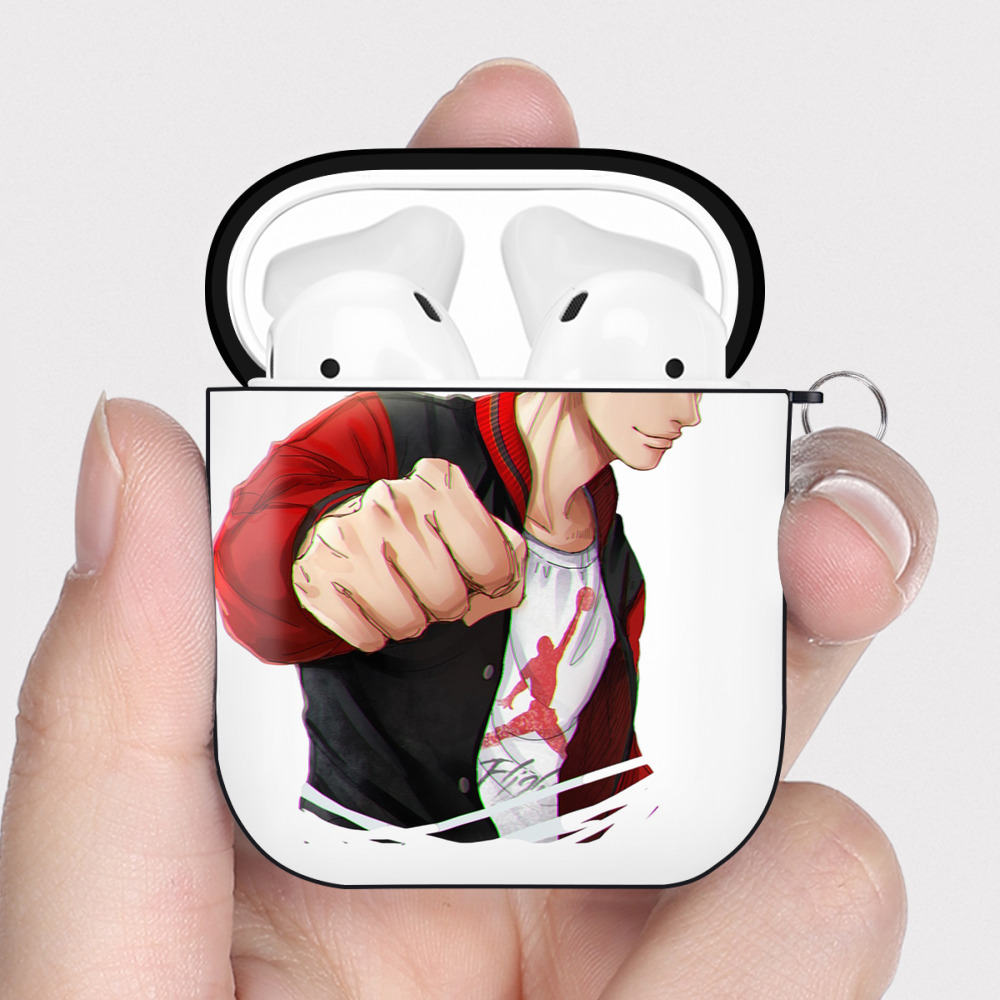 （画像用） SLAM DUNK／スラムダンク AirPods 第2世代保護ケース ハードシェル ブラック 耐衝撃・防指紋・カラビナ付き