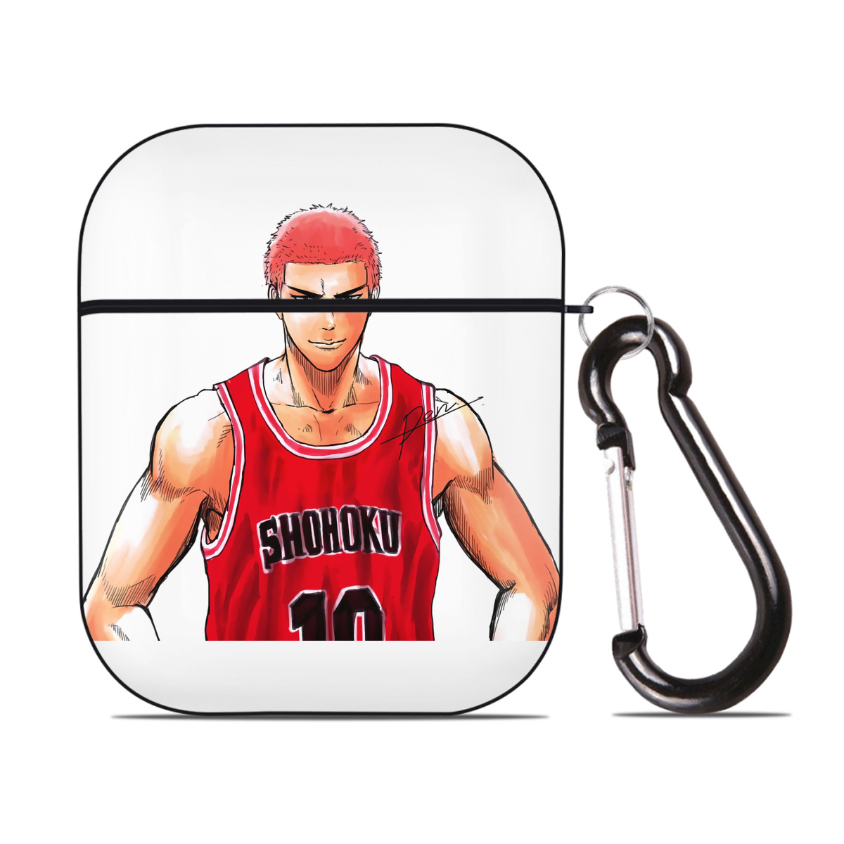 （画像用） SLAM DUNK／スラムダンク AirPods 第2世代保護ケース ハードシェル ブラック 耐衝撃・防指紋・カラビナ付き