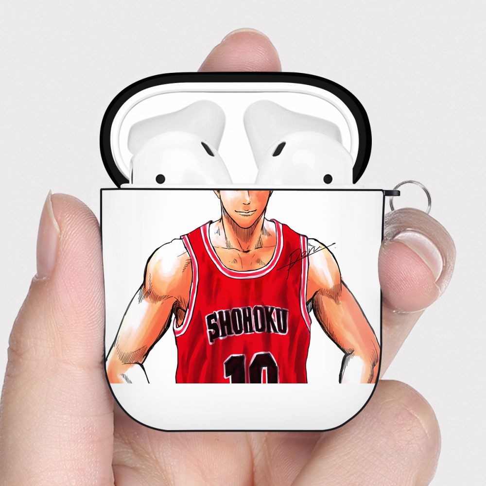 （画像用） SLAM DUNK／スラムダンク AirPods 第2世代保護ケース ハードシェル ブラック 耐衝撃・防指紋・カラビナ付き