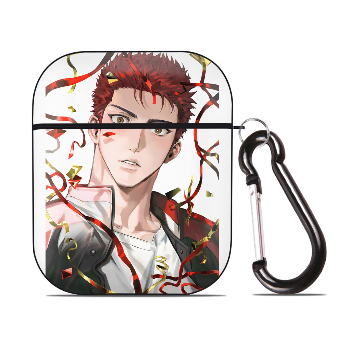 （画像用） SLAM DUNK／スラムダンク AirPods 第2世代保護ケース ハードシェル ブラック 耐衝撃・防指紋・カラビナ付き