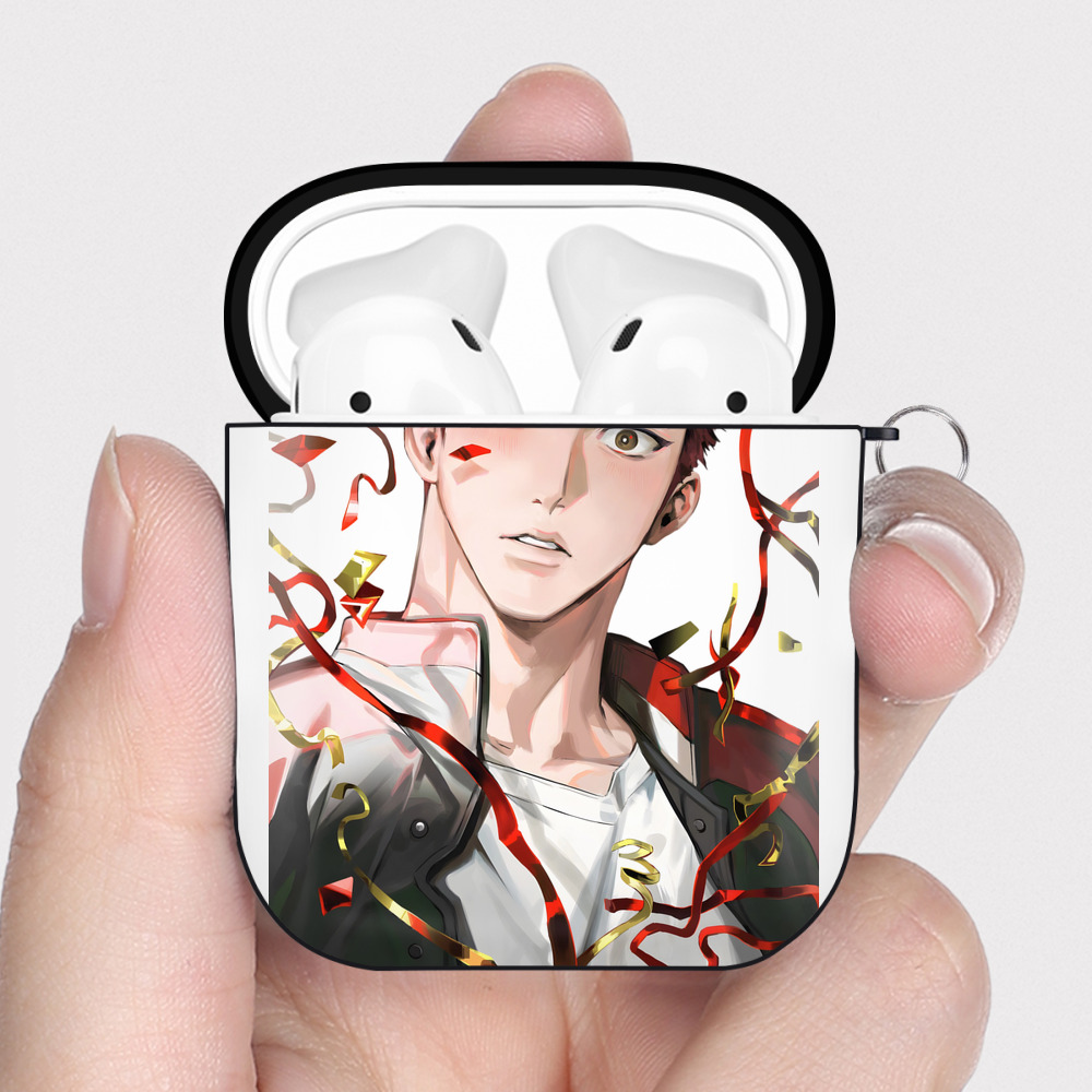 （画像用） SLAM DUNK／スラムダンク AirPods 第2世代保護ケース ハードシェル ブラック 耐衝撃・防指紋・カラビナ付き