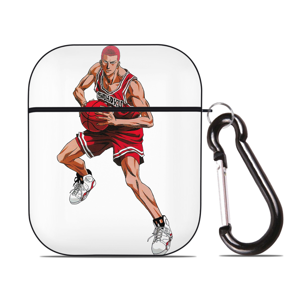 （画像用） SLAM DUNK／スラムダンク AirPods 第2世代保護ケース ハードシェル ブラック 耐衝撃・防指紋・カラビナ付き
