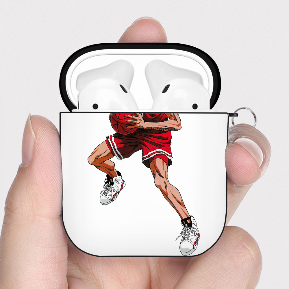 （画像用） SLAM DUNK／スラムダンク AirPods 第2世代保護ケース ハードシェル ブラック 耐衝撃・防指紋・カラビナ付き