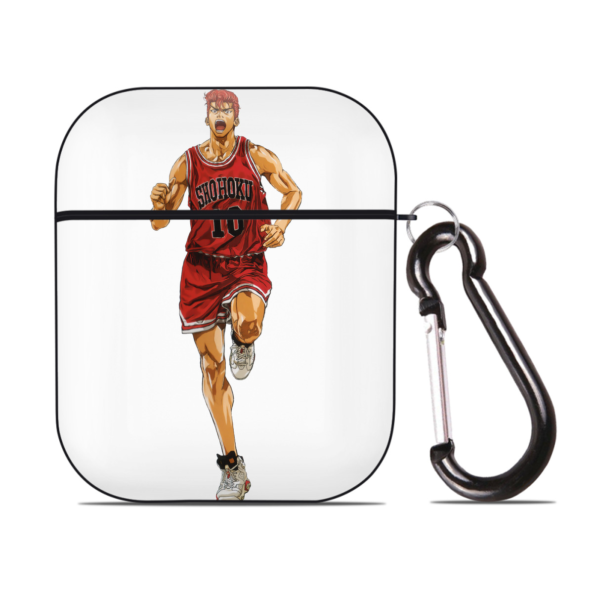 （画像用） SLAM DUNK／スラムダンク AirPods 第2世代保護ケース ハードシェル ブラック 耐衝撃・防指紋・カラビナ付き