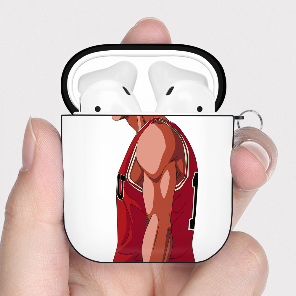 （画像用） SLAM DUNK／スラムダンク AirPods 第2世代保護ケース ハードシェル ブラック 耐衝撃・防指紋・カラビナ付き