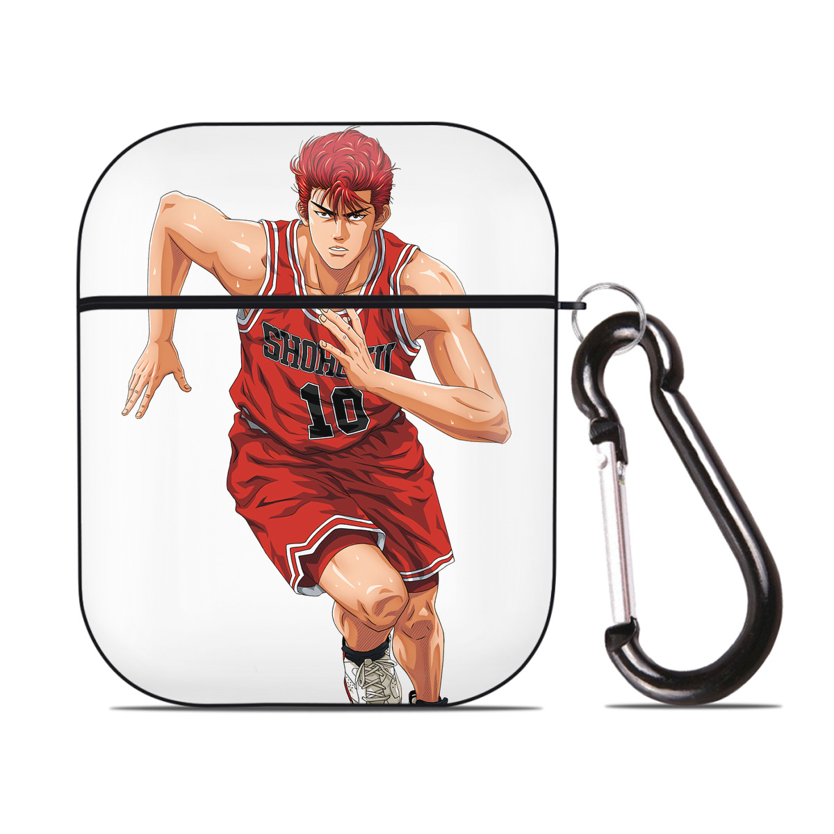 （画像用） SLAM DUNK／スラムダンク AirPods 第2世代保護ケース ハードシェル ブラック 耐衝撃・防指紋・カラビナ付き