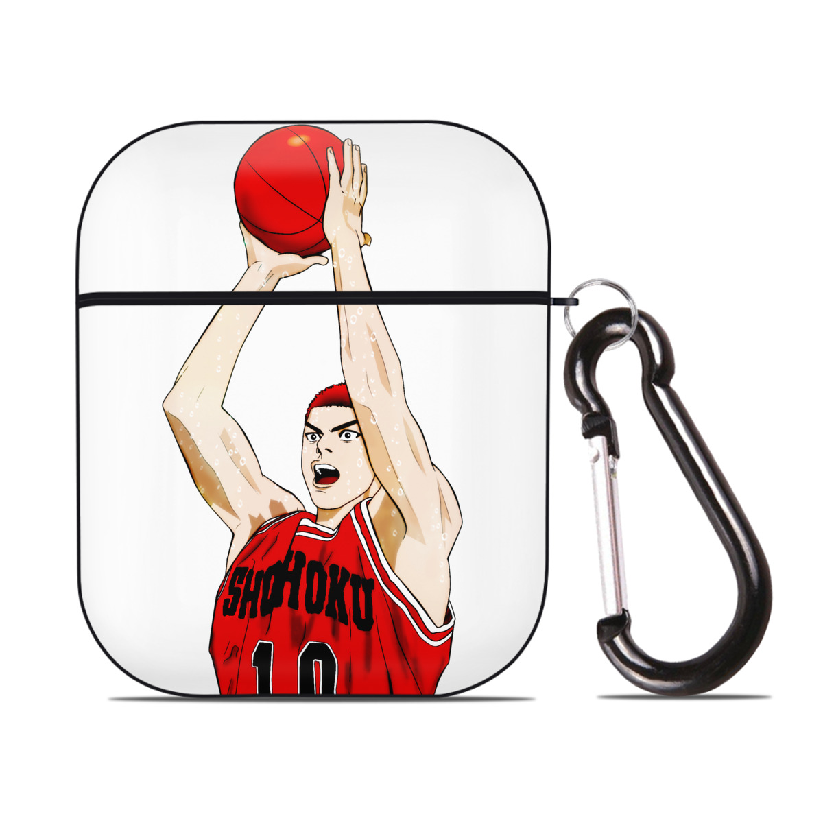 （画像用） SLAM DUNK／スラムダンク AirPods 第2世代保護ケース ハードシェル ブラック 耐衝撃・防指紋・カラビナ付き