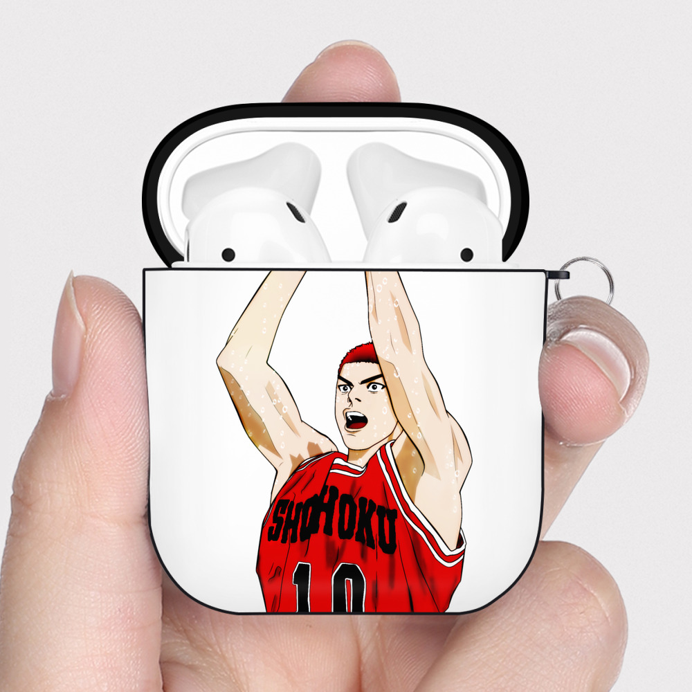 （画像用） SLAM DUNK／スラムダンク AirPods 第2世代保護ケース ハードシェル ブラック 耐衝撃・防指紋・カラビナ付き