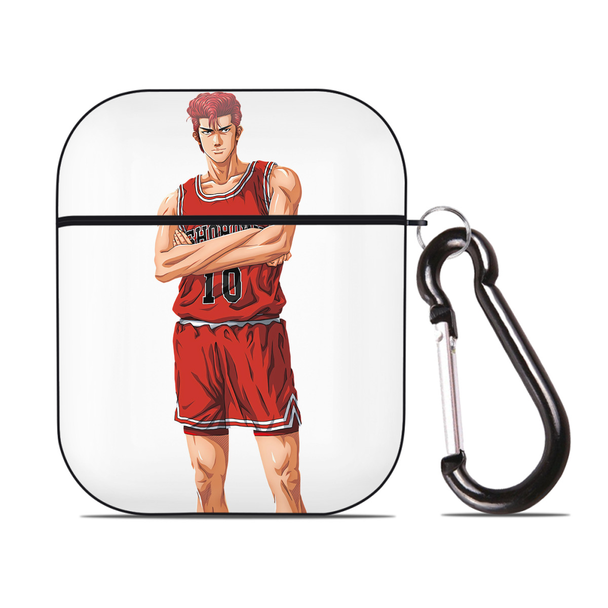 （画像用） SLAM DUNK／スラムダンク AirPods 第2世代保護ケース ハードシェル ブラック 耐衝撃・防指紋・カラビナ付き
