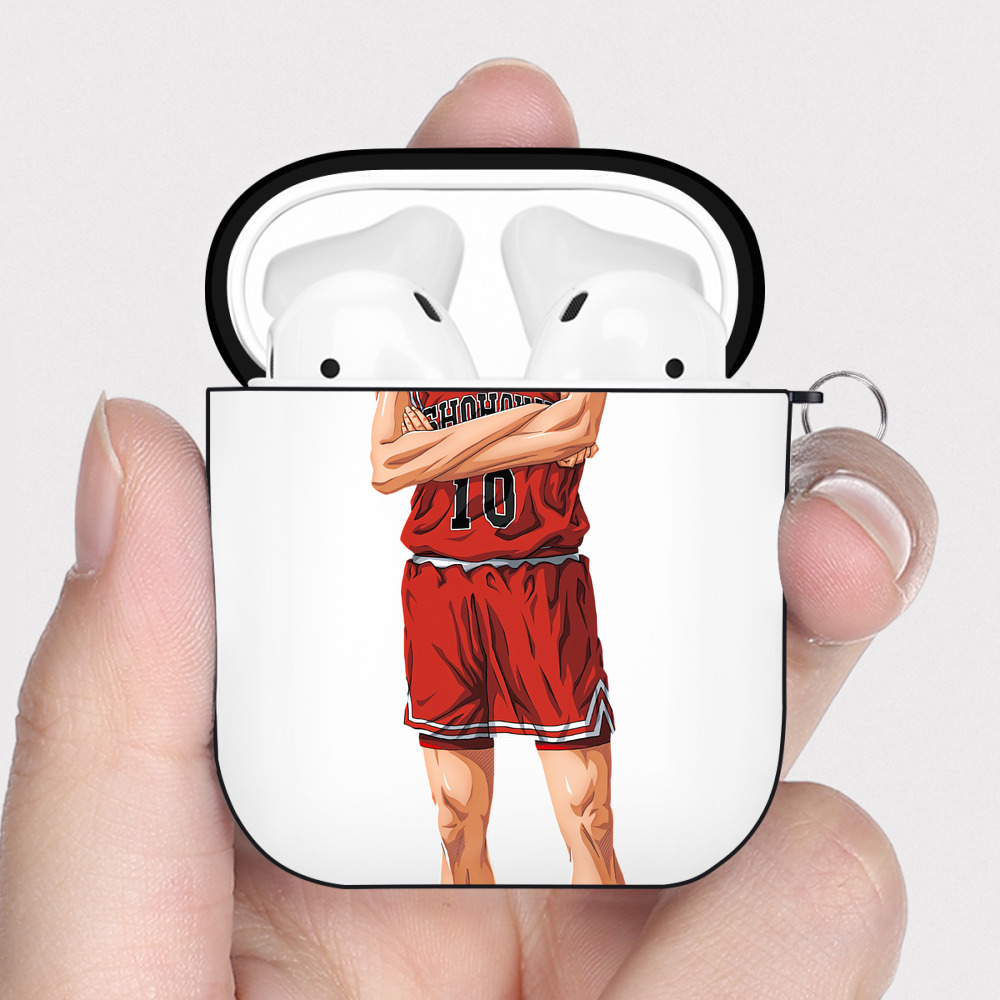 （画像用） SLAM DUNK／スラムダンク AirPods 第2世代保護ケース ハードシェル ブラック 耐衝撃・防指紋・カラビナ付き
