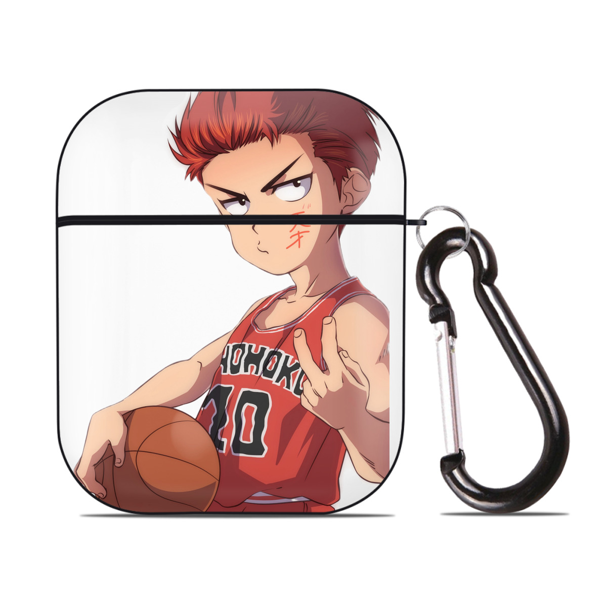 （画像用） SLAM DUNK／スラムダンク AirPods 第2世代保護ケース ハードシェル ブラック 耐衝撃・防指紋・カラビナ付き