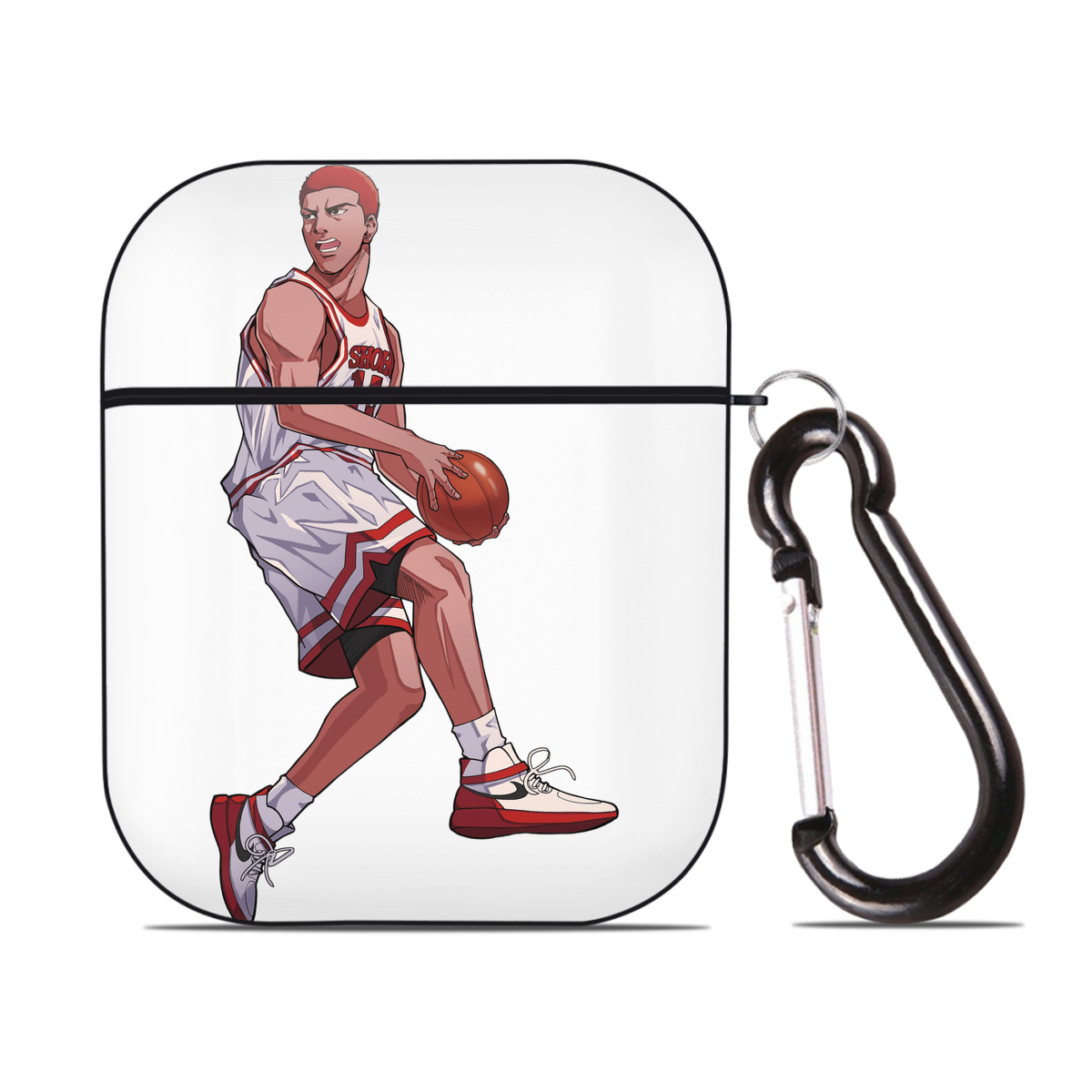 （画像用） SLAM DUNK／スラムダンク AirPods 第2世代保護ケース ハードシェル ブラック 耐衝撃・防指紋・カラビナ付き