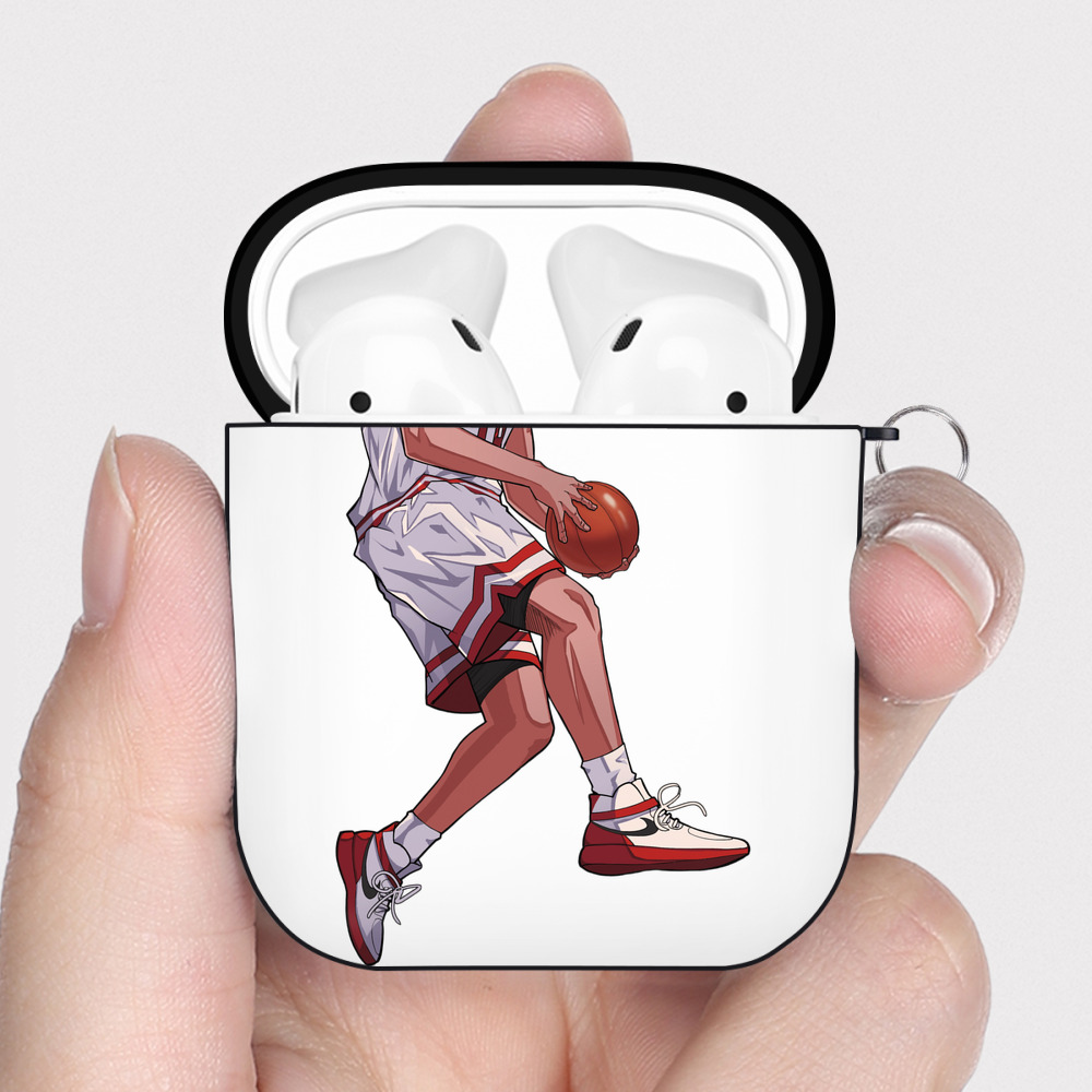 （画像用） SLAM DUNK／スラムダンク AirPods 第2世代保護ケース ハードシェル ブラック 耐衝撃・防指紋・カラビナ付き
