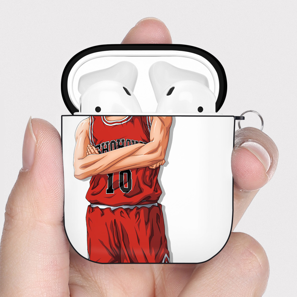 （画像用） SLAM DUNK／スラムダンク AirPods 第2世代保護ケース ハードシェル ブラック 耐衝撃・防指紋・カラビナ付き