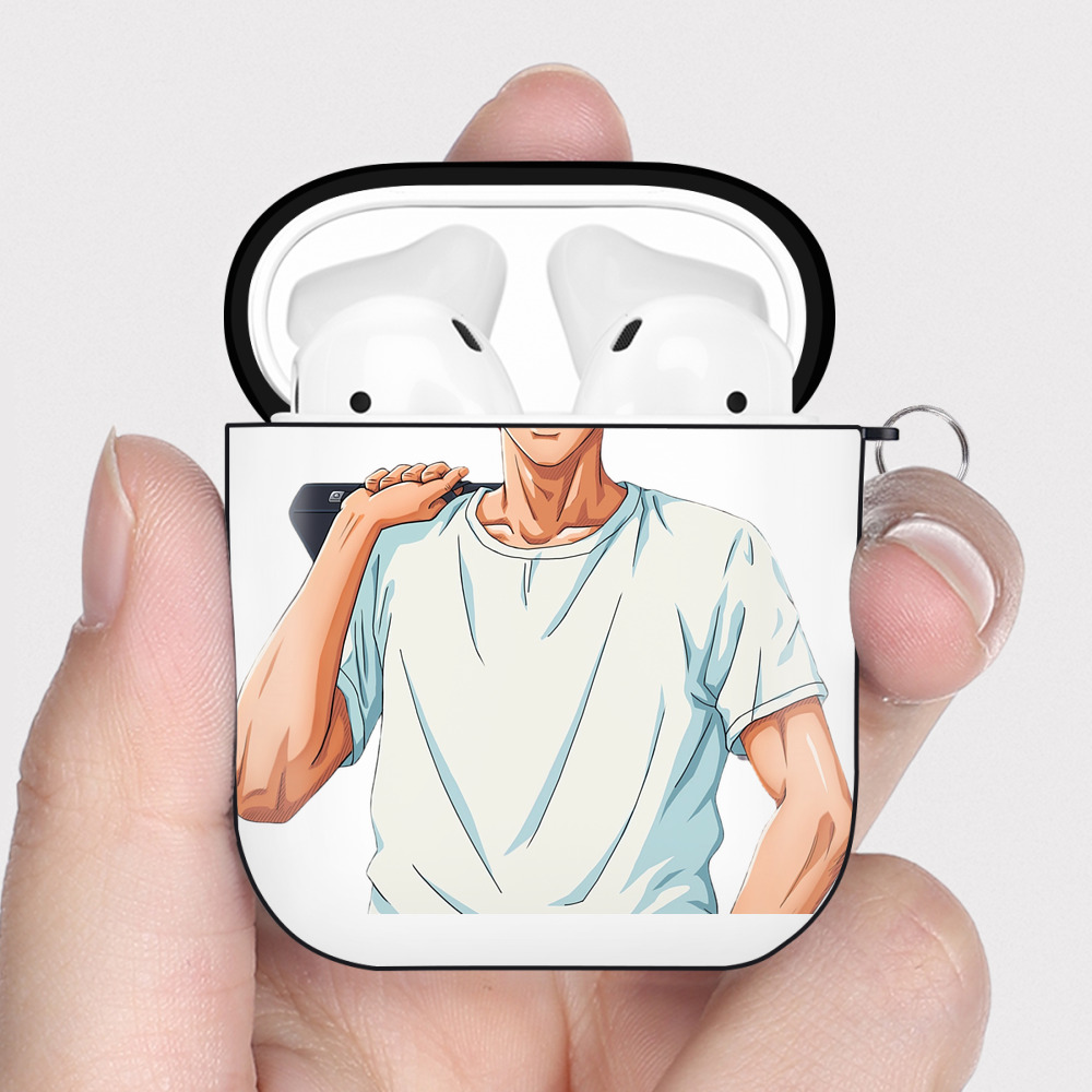 （画像用） SLAM DUNK／スラムダンク AirPods 第2世代保護ケース ハードシェル ブラック 耐衝撃・防指紋・カラビナ付き