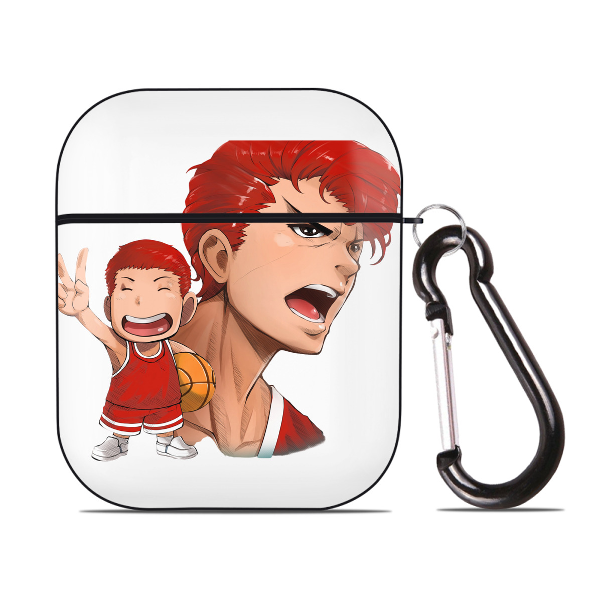 （画像用） SLAM DUNK／スラムダンク AirPods 第2世代保護ケース ハードシェル ブラック 耐衝撃・防指紋・カラビナ付き