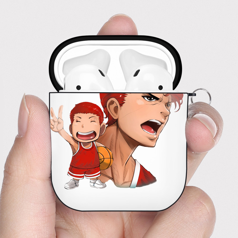 （画像用） SLAM DUNK／スラムダンク AirPods 第2世代保護ケース ハードシェル ブラック 耐衝撃・防指紋・カラビナ付き