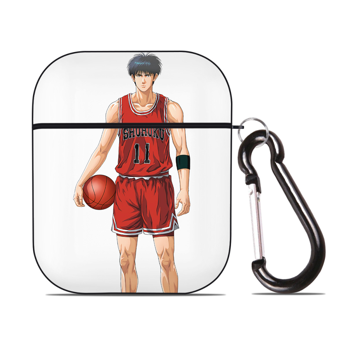 （画像用） SLAM DUNK／スラムダンク AirPods 第2世代保護ケース ハードシェル ブラック 耐衝撃・防指紋・カラビナ付き