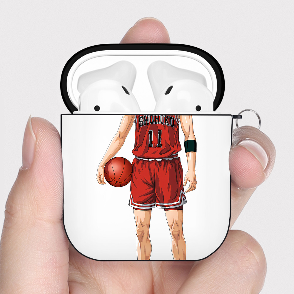 （画像用） SLAM DUNK／スラムダンク AirPods 第2世代保護ケース ハードシェル ブラック 耐衝撃・防指紋・カラビナ付き