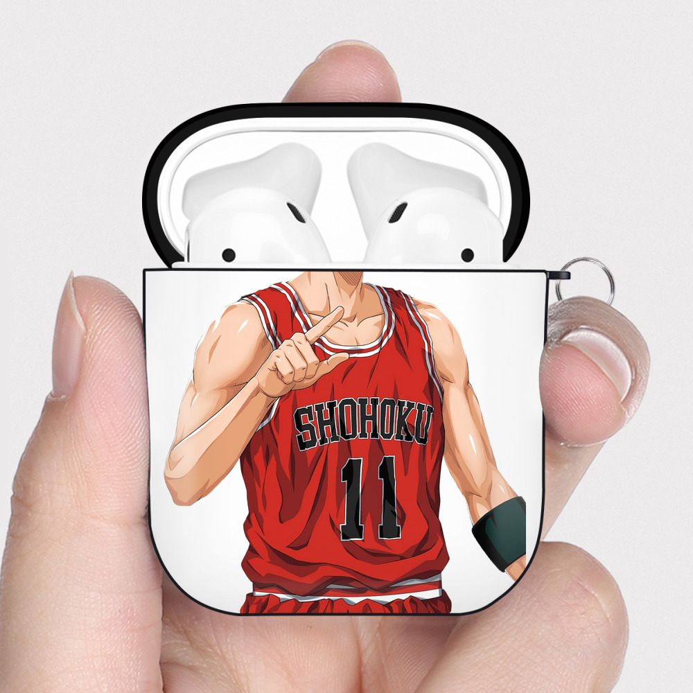 （画像用） SLAM DUNK／スラムダンク AirPods 第2世代保護ケース ハードシェル ブラック 耐衝撃・防指紋・カラビナ付き