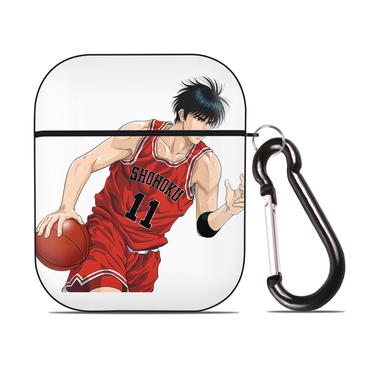 （画像用） SLAM DUNK／スラムダンク AirPods 第2世代保護ケース ハードシェル ブラック 耐衝撃・防指紋・カラビナ付き