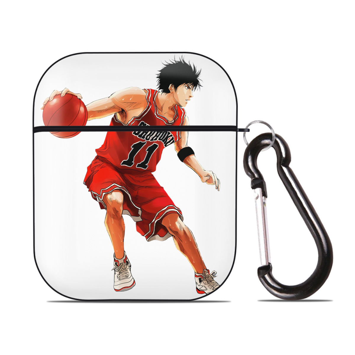 （画像用） SLAM DUNK／スラムダンク AirPods 第2世代保護ケース ハードシェル ブラック 耐衝撃・防指紋・カラビナ付き