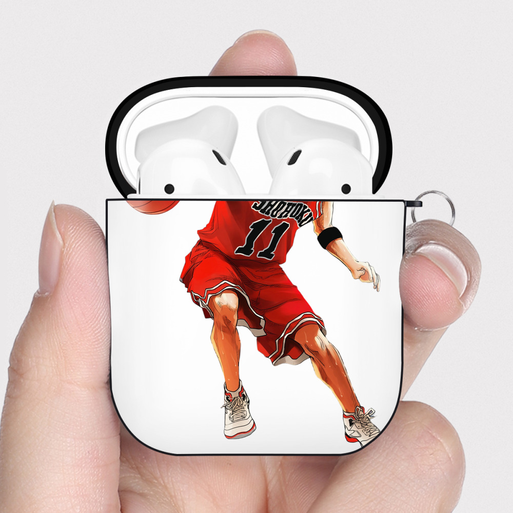 （画像用） SLAM DUNK／スラムダンク AirPods 第2世代保護ケース ハードシェル ブラック 耐衝撃・防指紋・カラビナ付き