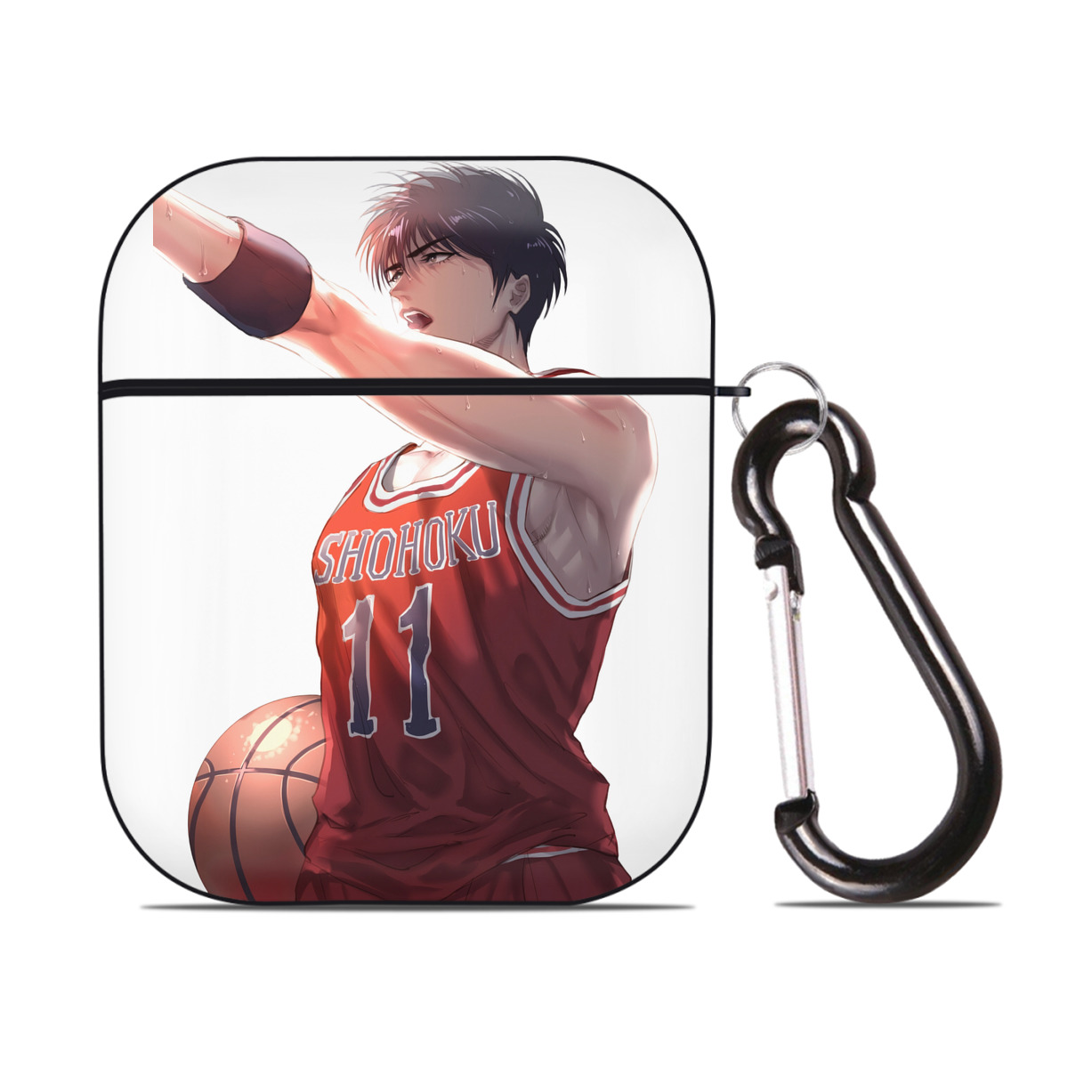 （画像用） SLAM DUNK／スラムダンク AirPods 第2世代保護ケース ハードシェル ブラック 耐衝撃・防指紋・カラビナ付き