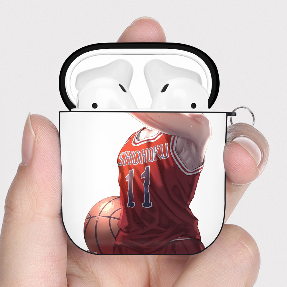（画像用） SLAM DUNK／スラムダンク AirPods 第2世代保護ケース ハードシェル ブラック 耐衝撃・防指紋・カラビナ付き
