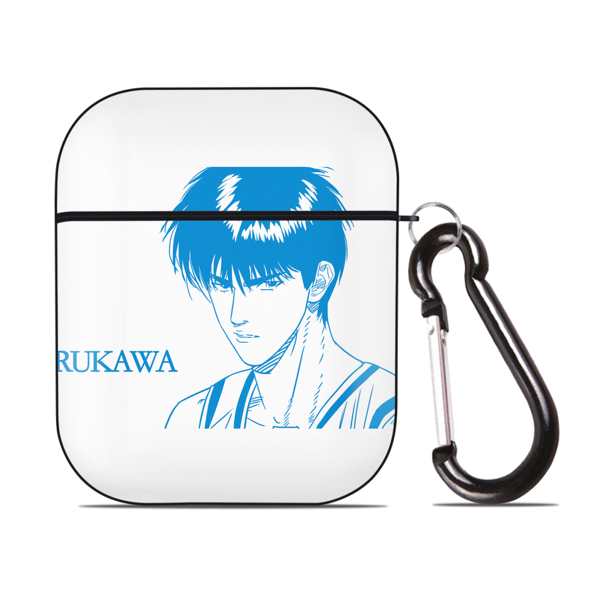 （画像用） SLAM DUNK／スラムダンク AirPods 第2世代保護ケース ハードシェル ブラック 耐衝撃・防指紋・カラビナ付き