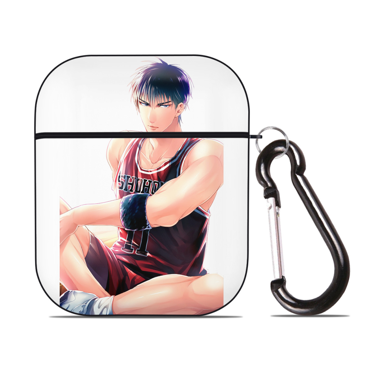 （画像用） SLAM DUNK／スラムダンク AirPods 第2世代保護ケース ハードシェル ブラック 耐衝撃・防指紋・カラビナ付き